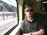 Chris on the train to Katoomba